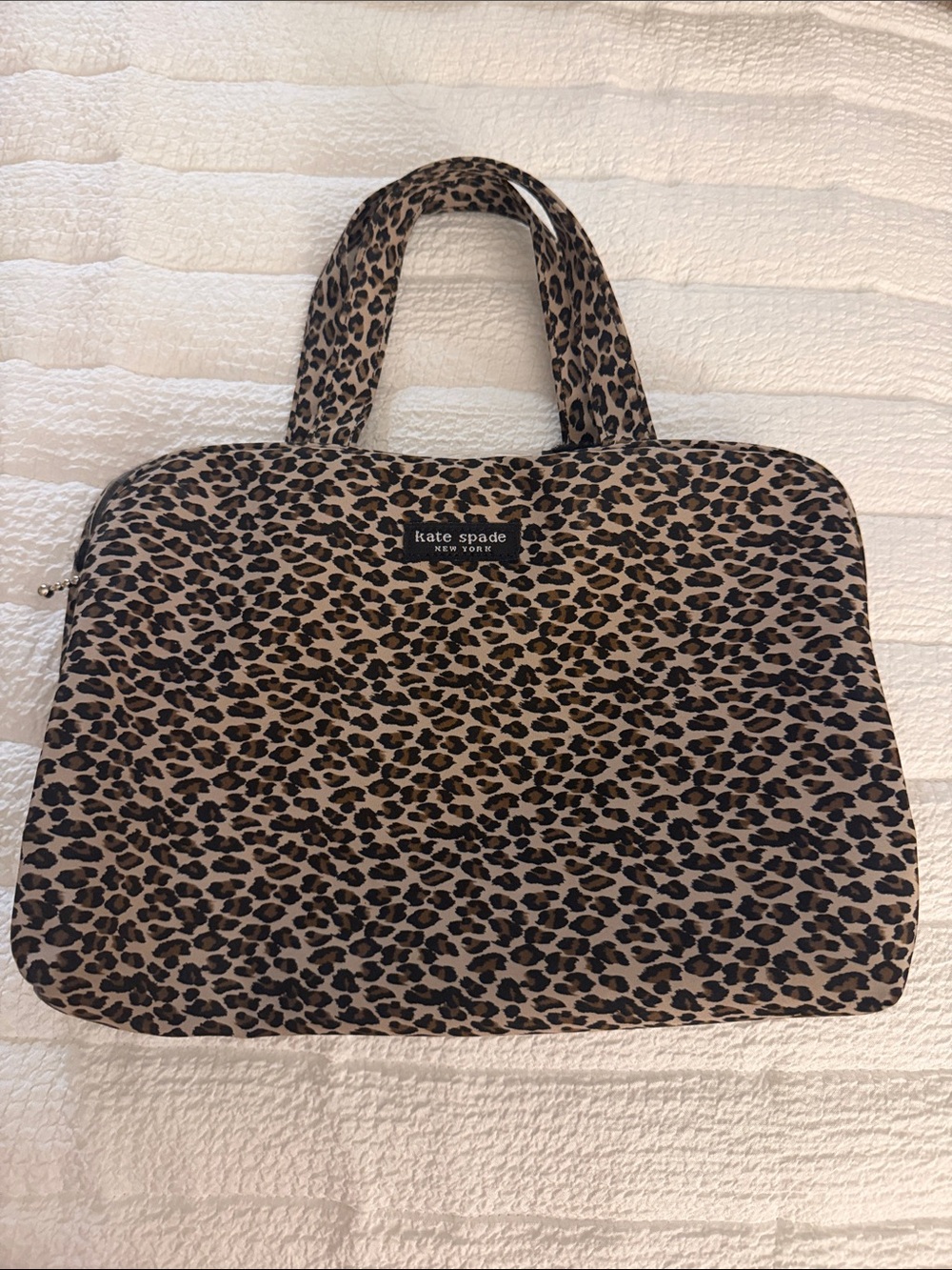 kate spade Leopard Print cosmetic Bag in Tan and Black